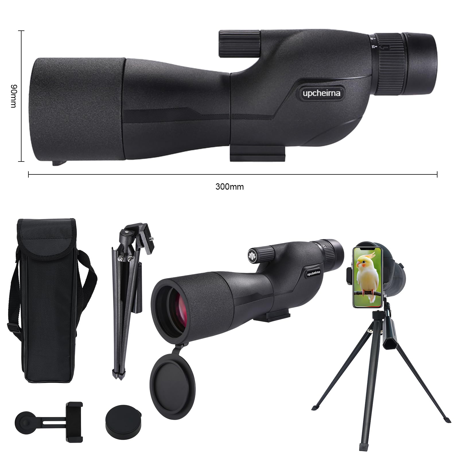 Upcheirna spotting scope on stable tripod supports steady long-range viewing