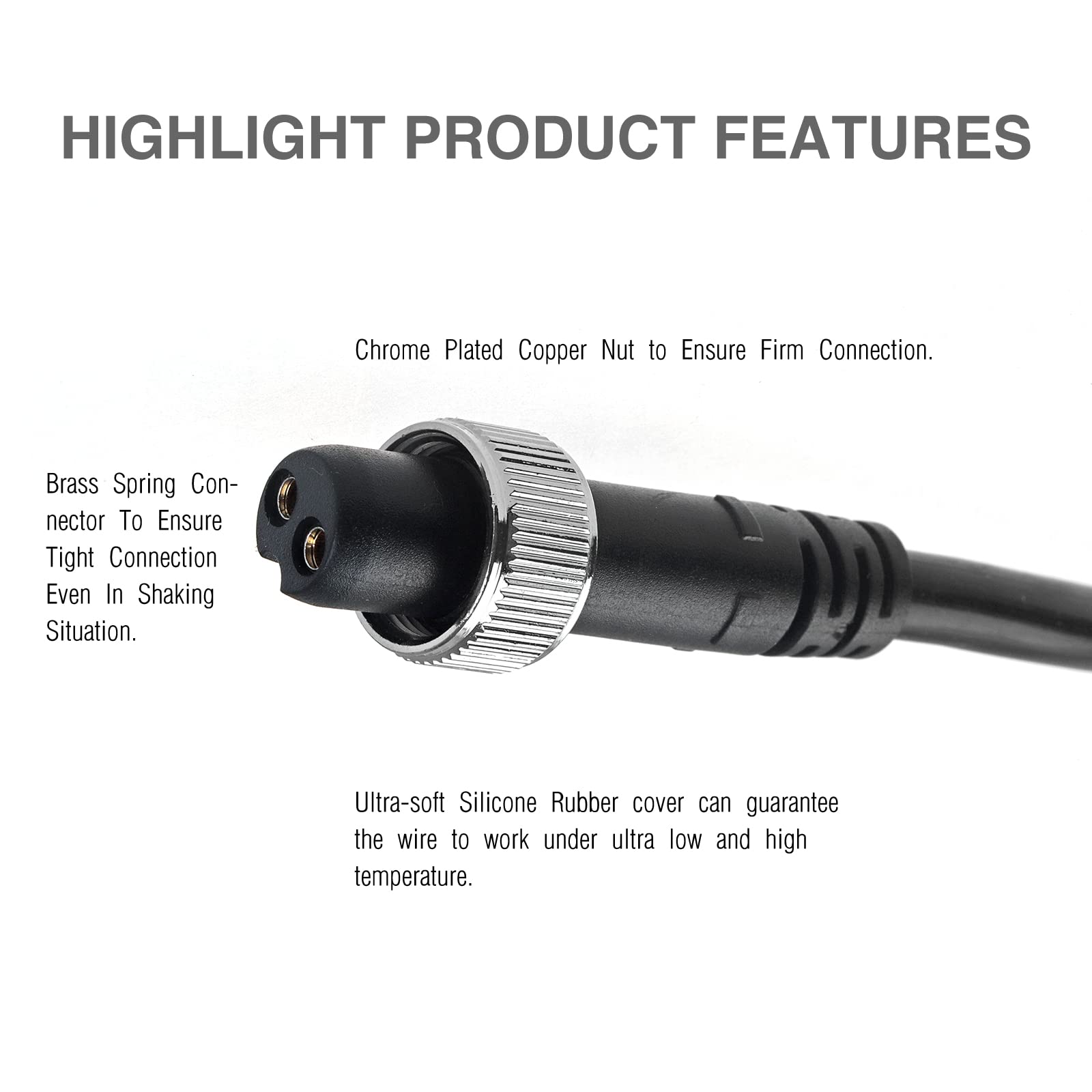 Updated design with larger alligator clips and protective shield on the cable