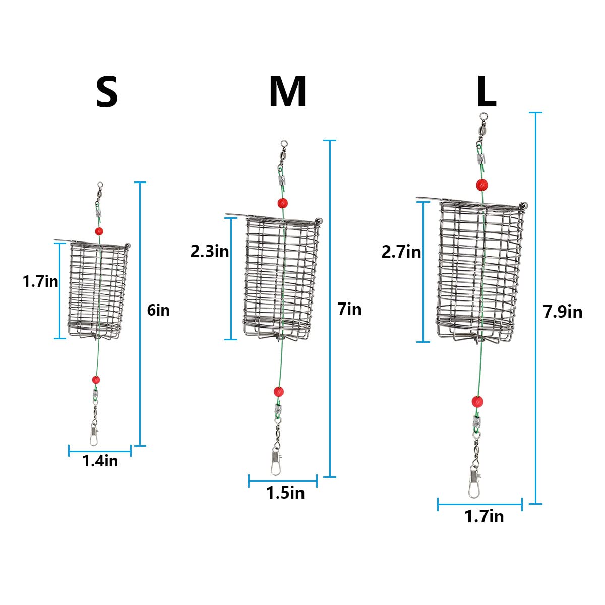 Durable stainless steel bait cages resist deformation and rust