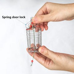 Spring locks secure bait inside the cage