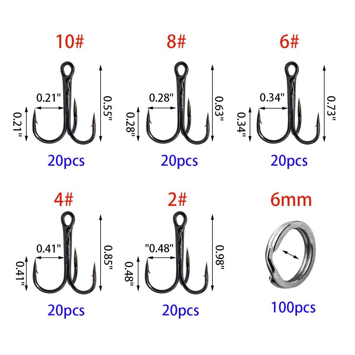 100 stainless steel split rings