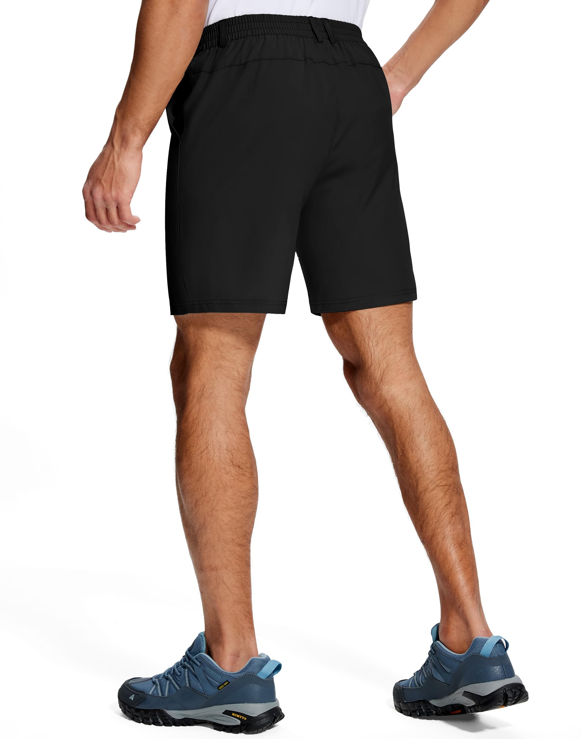 UPGET men's casual dress shorts pocket detail shows three deep pockets.