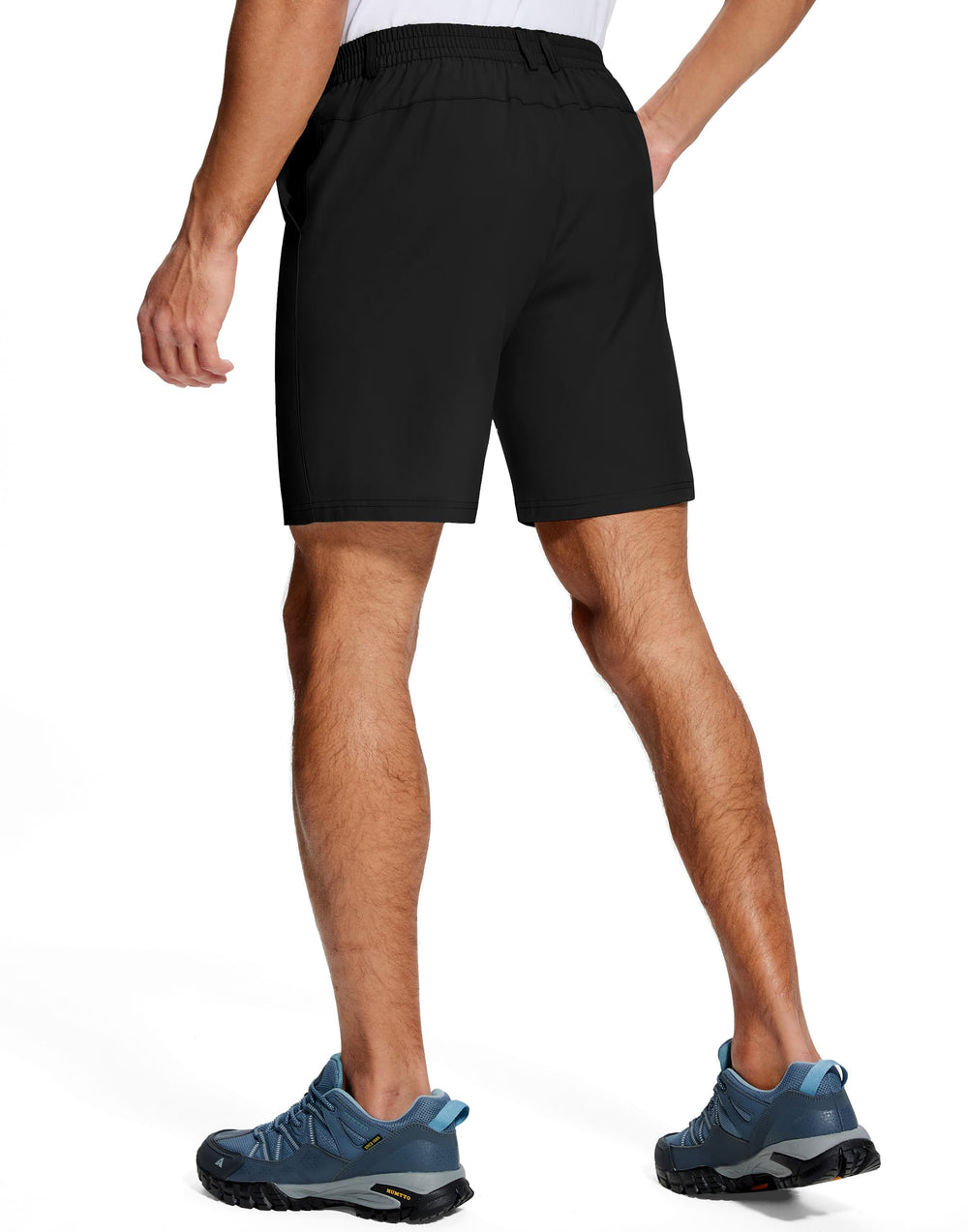 UPGET men's casual dress shorts pocket detail shows three deep pockets.