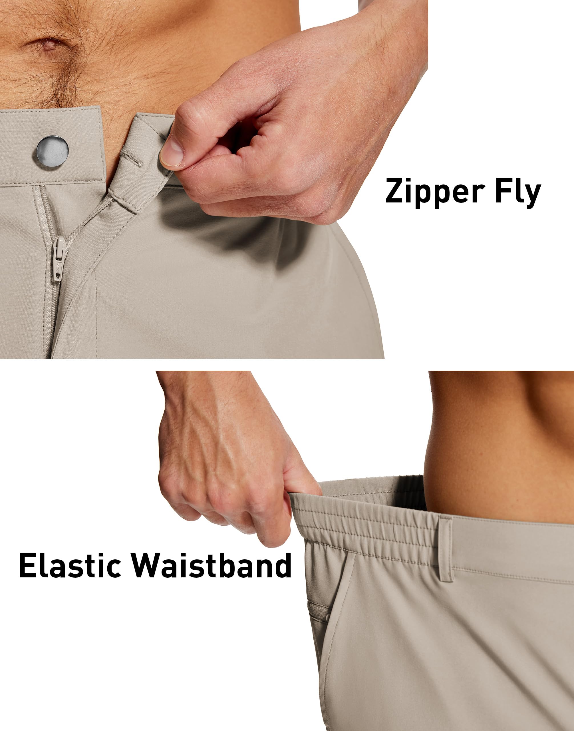 UPGET water-repellent UPF50 shorts protect from sun and drizzle during outdoor adventures