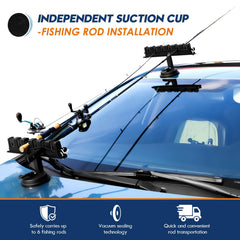 Card slot design securing fishing rod with elastic nylon strap