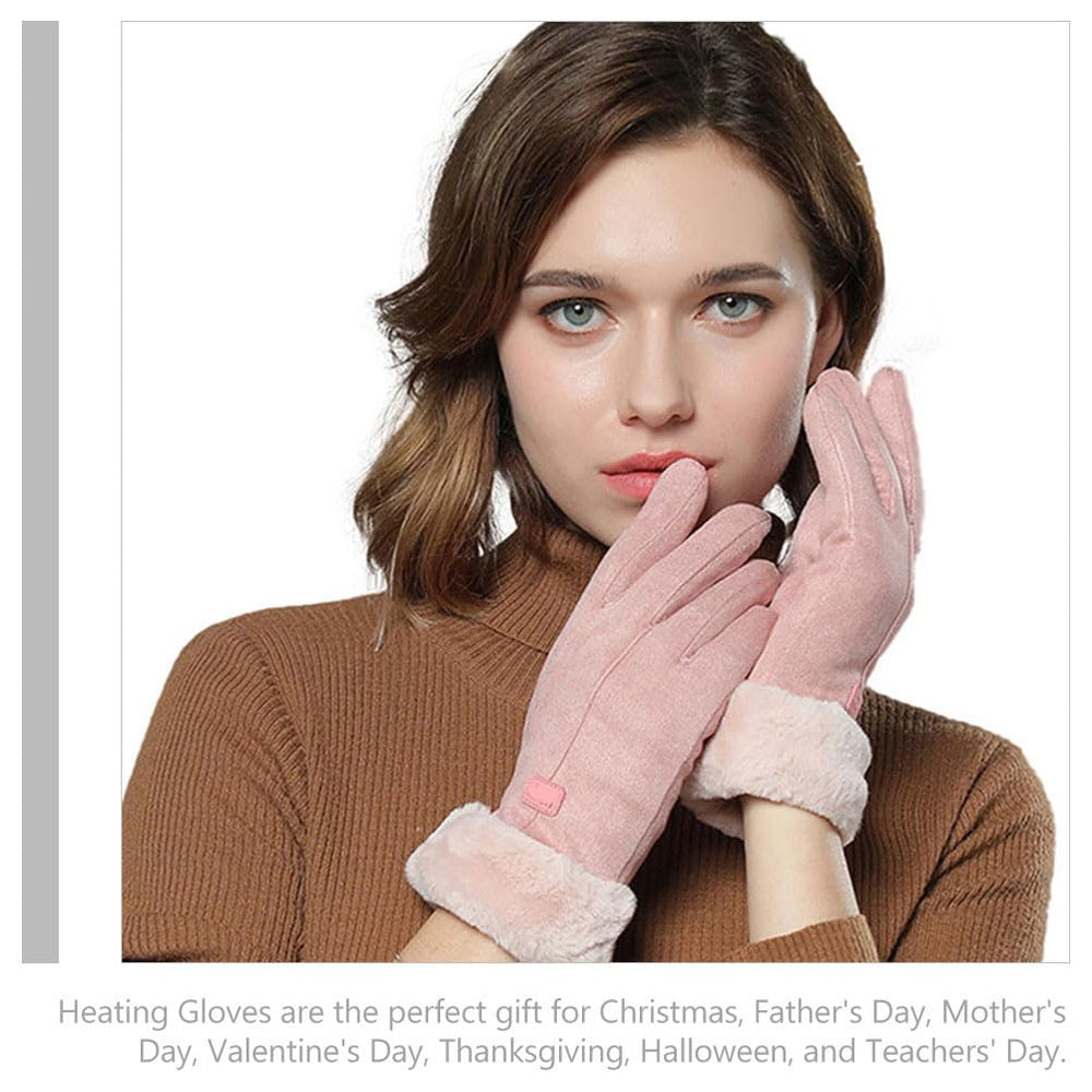 UPKOCH pink leather heated gloves in a vibrant winter color