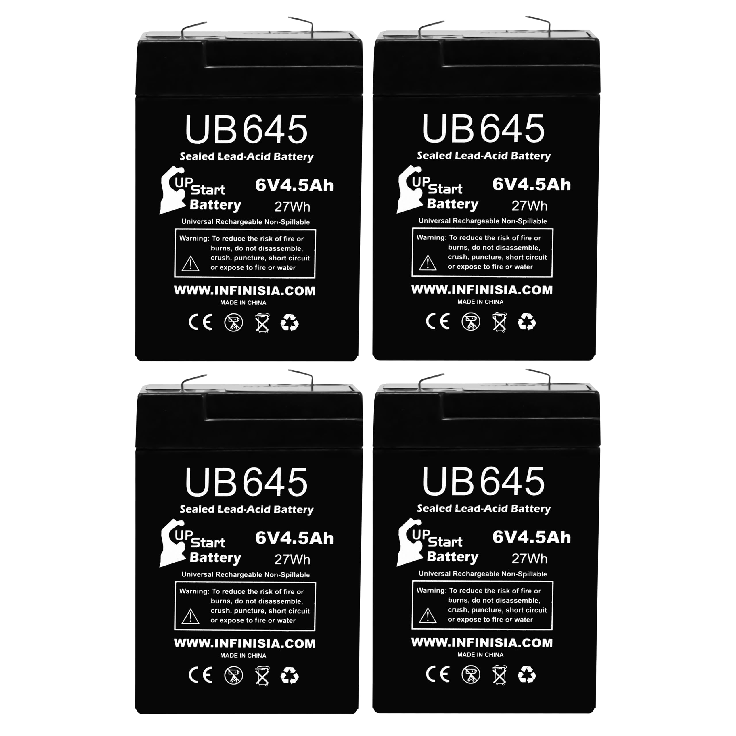 Upstart Battery UB645 6V front view for deer feeder power and reliability