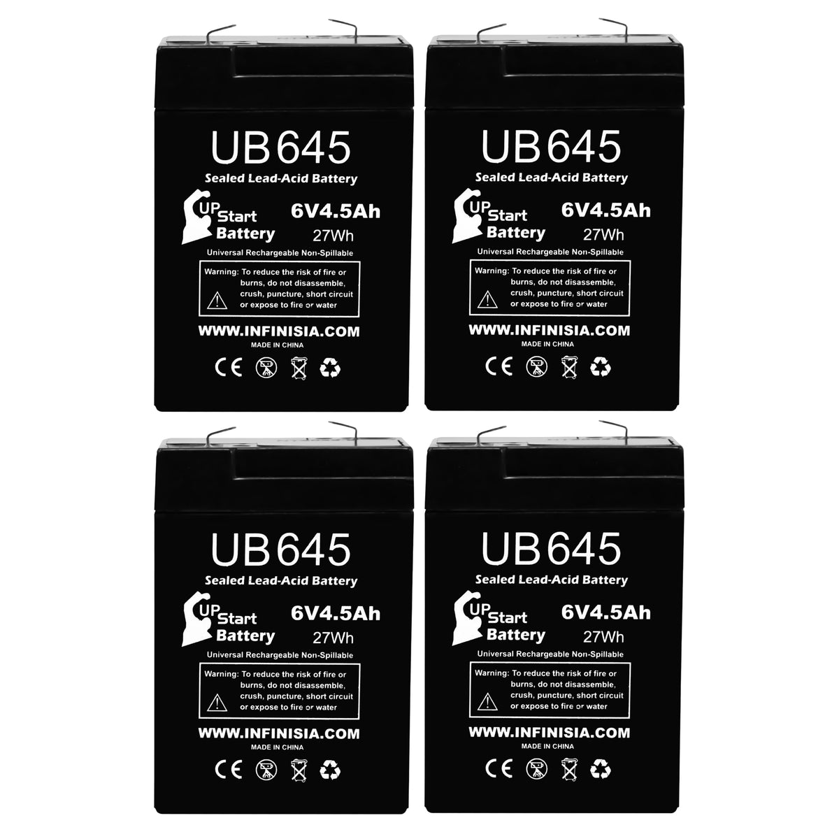 Upstart Battery UB645 6V front view for deer feeder power and reliability