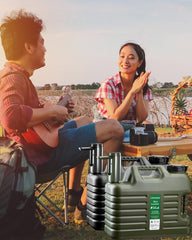 UPWOIGH automatic touch pump closeup, effortless water dispensing while camping.