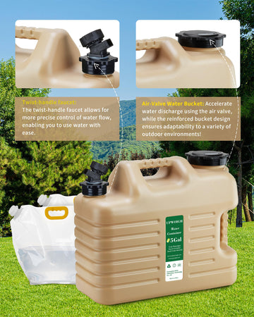 UPWOIGH BPA-free water storage container supports safe outdoor water handling.