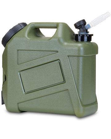 UPWOIGH camping water container shows 2.6-gallon capacity for outdoor hydration.