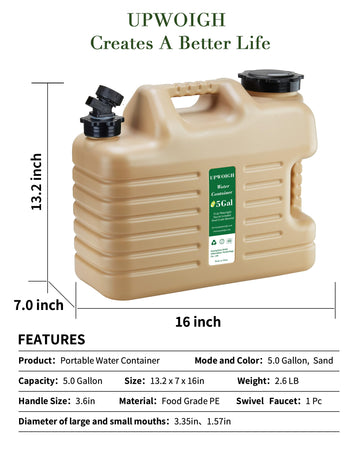 UPWOIGH collapsible 2-6 gallon water bag folds compactly for camping.