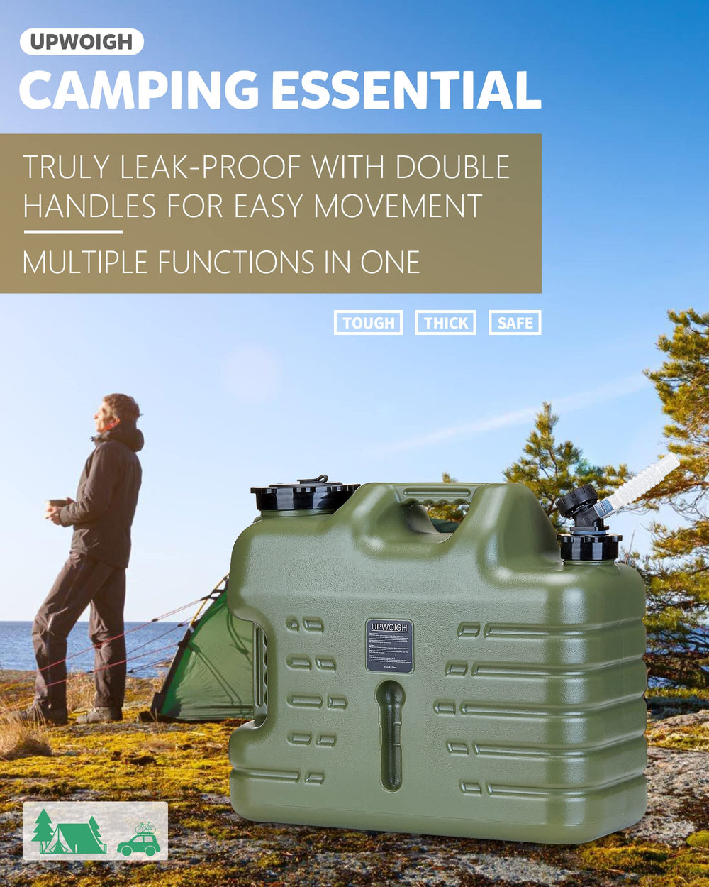 UPWOIGH emergency water storage in a camping kit scenario