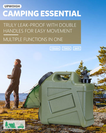 UPWOIGH green water tank for outdoors supports eco-friendly, mess-free camping storage.