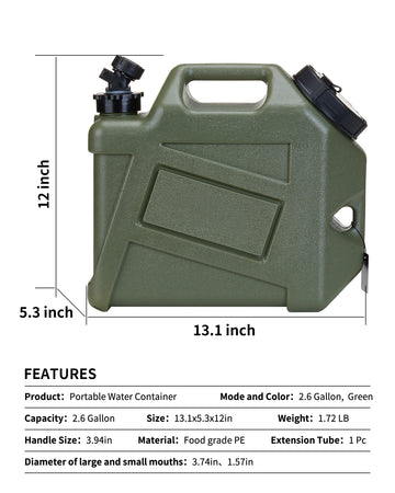 UPWOIGH portable emergency water canister designed for easy transport on hikes.