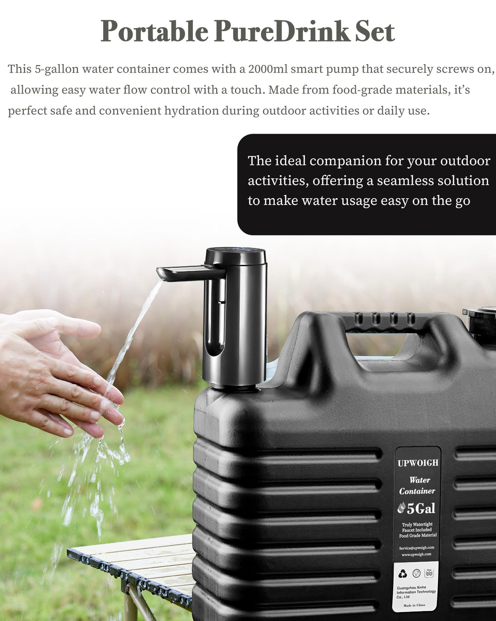 UPWOIGH Type-C rechargeable pump powers long outdoor use from a single charge.