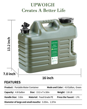 UPWOIGH water jug handle close-up highlighting ergonomic grip for hiking.