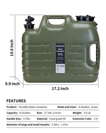 UPWOIGH water tank outdoorscape highlighting large capacity for camping.