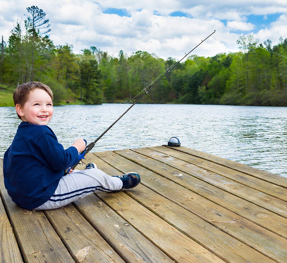 EVA grip handle on a child-friendly fishing rod