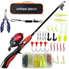 Urban Deco Kids Fishing Pole Red with extended telescopic rod and reel