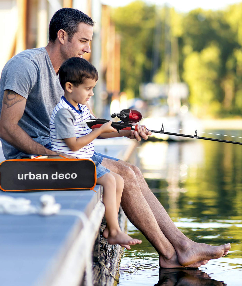 Urban Deco kids fishing reel pre-spooled enables quick casts for beginners.