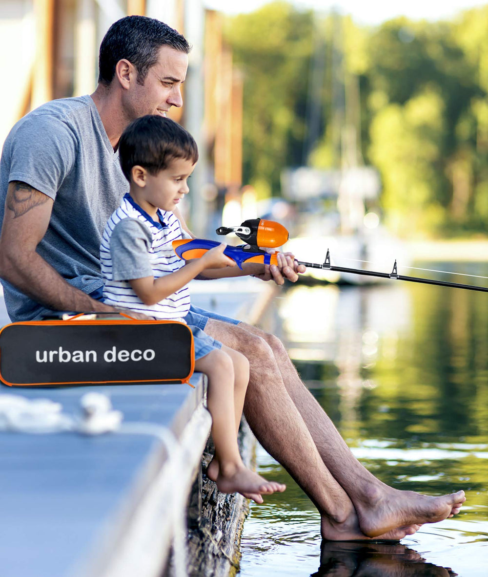 Urban Deco kids fishing tackle box included with rod and reel