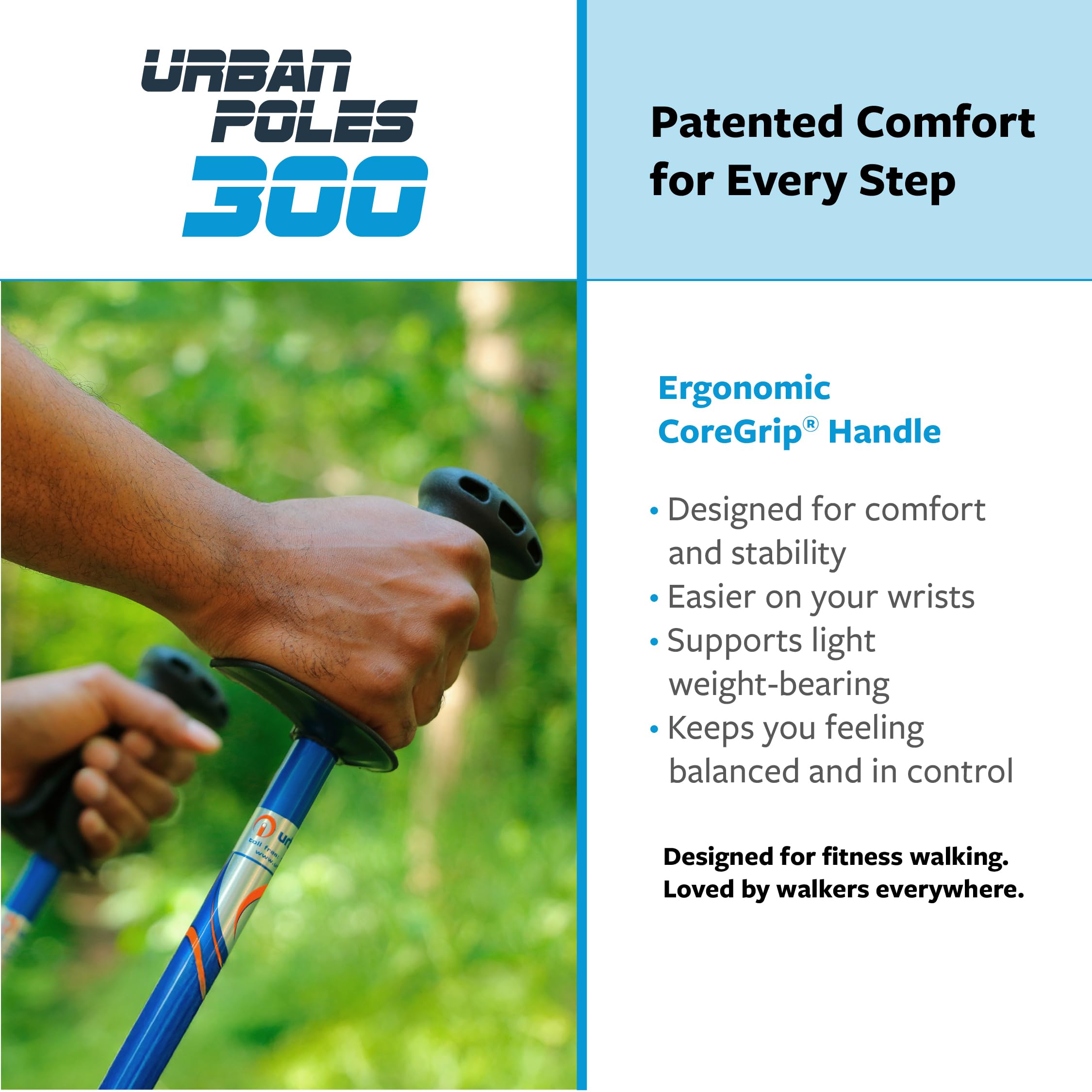 Urban Poling Series 300 lightweight-pair keeps you agile during daily walks.