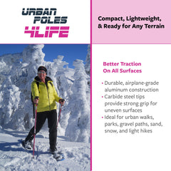 Urban Poling 4LIFE lightweight pair reduces load during travel or workouts