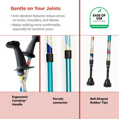 Urban Poling ACTIVATOR MODA height-adjustable poles fit users from 4 ft 2 in to 6 ft.