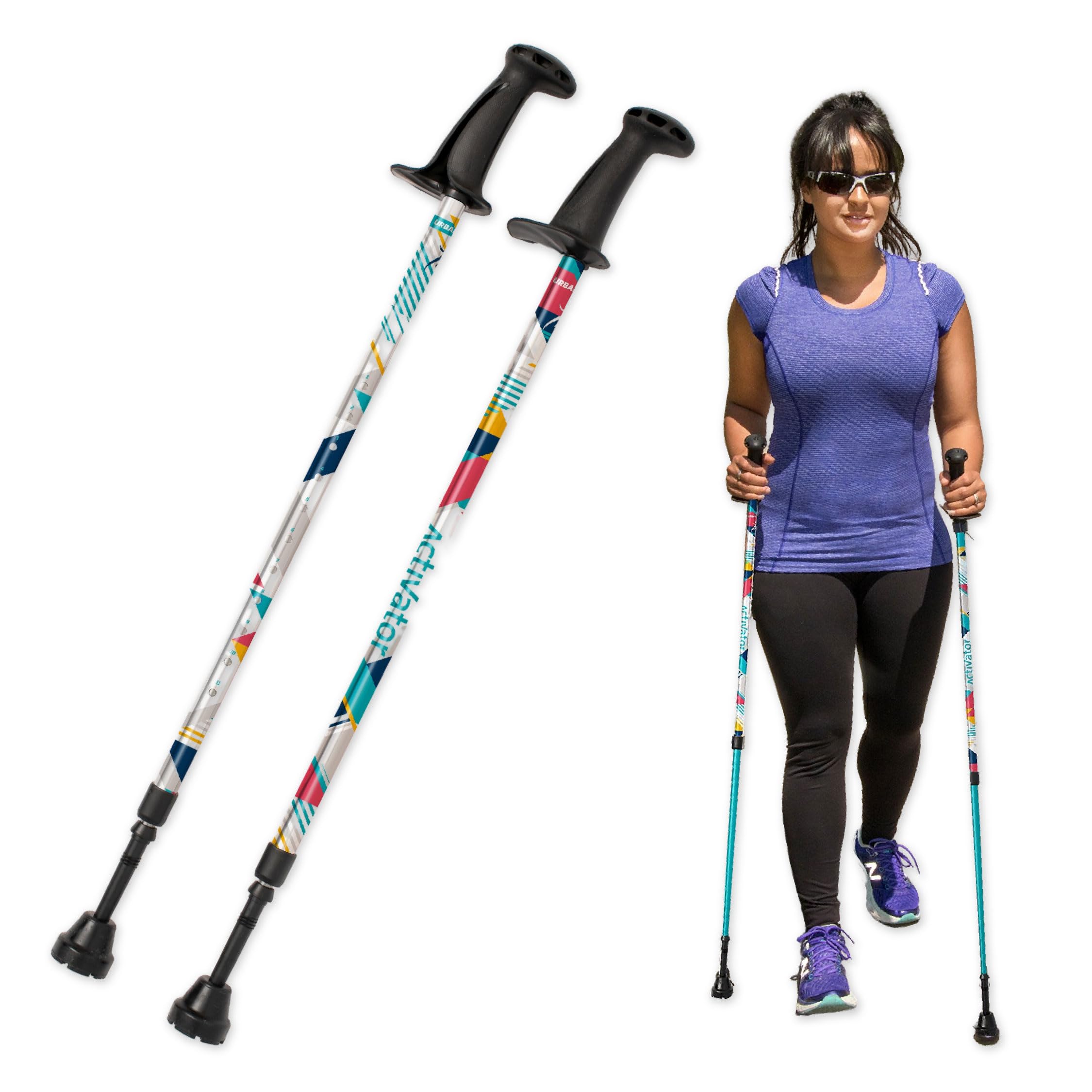 Urban Poling ACTIVATOR MODA with snow baskets supports winter stability during outdoor walks.