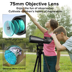 Multi-size tripod extended for stable viewing