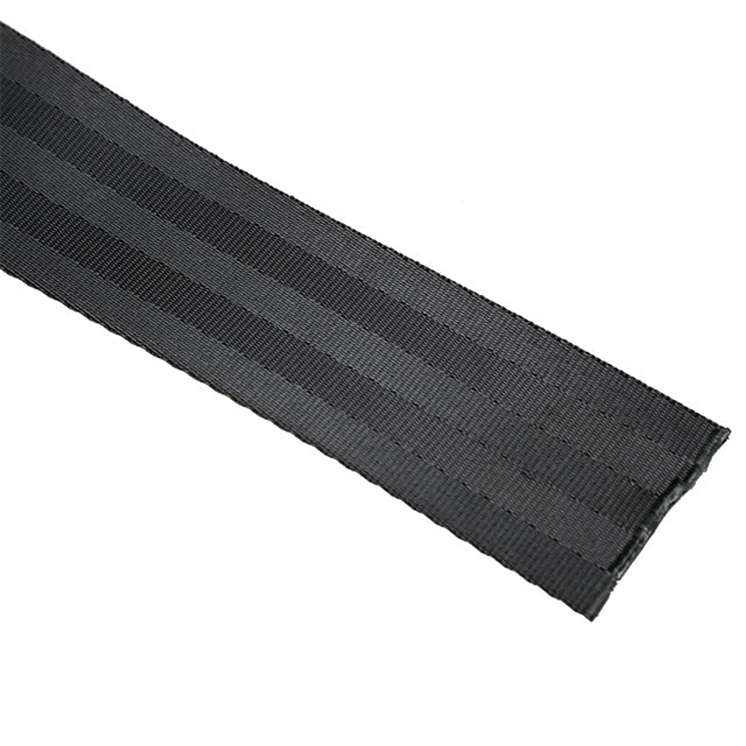 US Cargo Control black 2-inch polyester webbing ready for lifting and tie-downs.