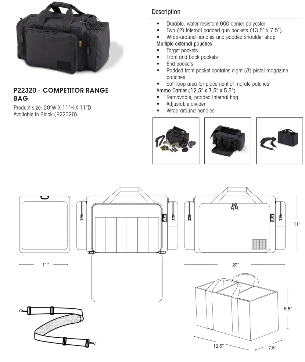 US PeaceKeeper Competitor Range Bag heavy-duty water-resistant fabric protects gear in any weather