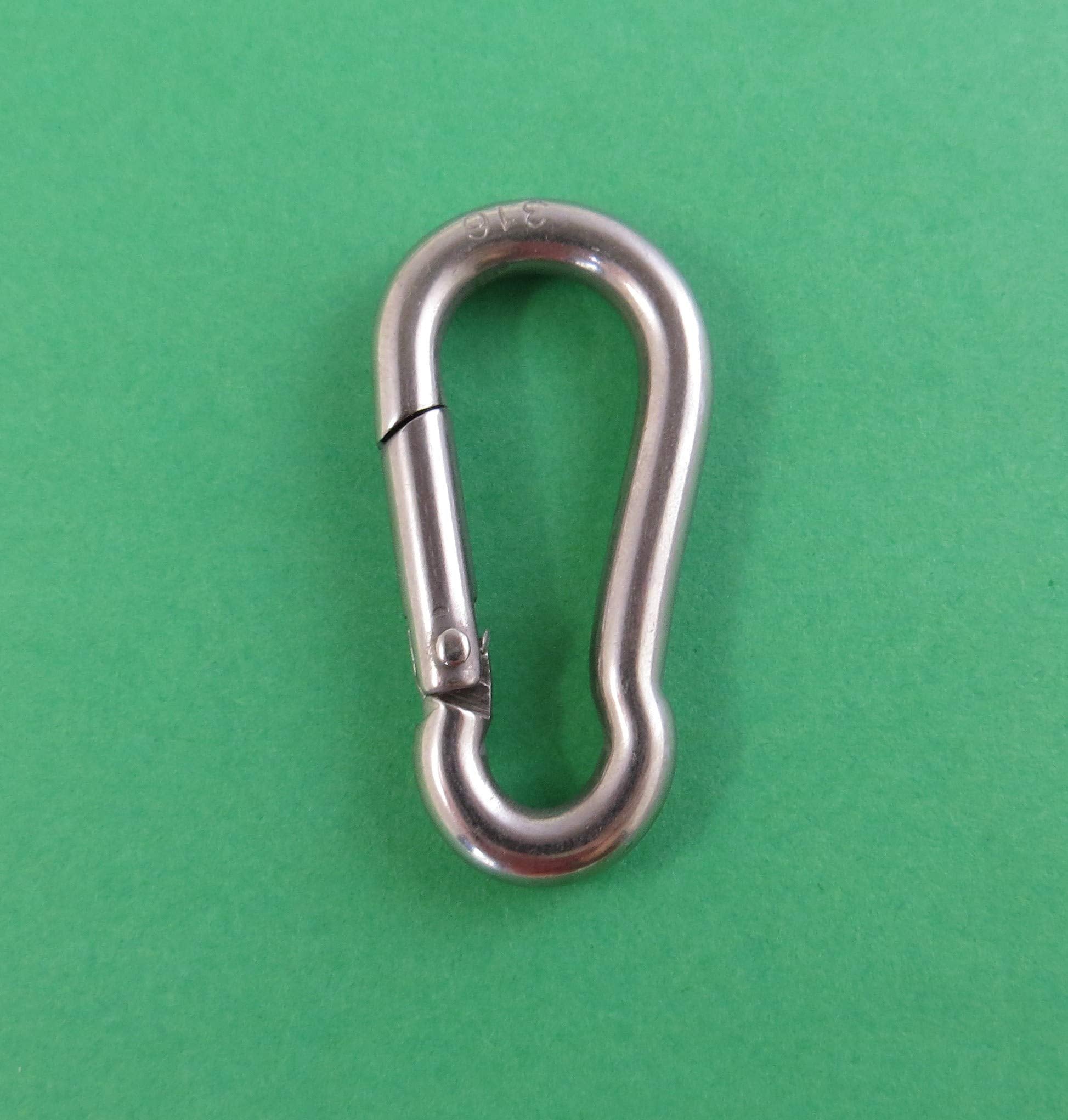 US Stainless 316 marine-grade spring hook 4.5 mm for durable outdoor use.