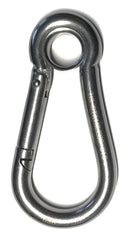 US Stainless 316 spring hook eyelet sideview, durable marine hardware for secure connections