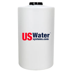 US Water Systems front view of the white 35-gallon tank for durable indoor-outdoor water storage.