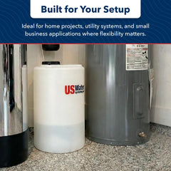 US Water Systems 35-gallon tank with locking lid ensures secure, spill-free storage.