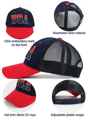 Side view showing American flag pattern on the hats