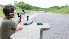 Dark gray USA Made display stand for rifles