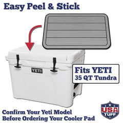 USATuff SeaDek cooler pad edge-detail showing snug fit for YETI Tundra 35