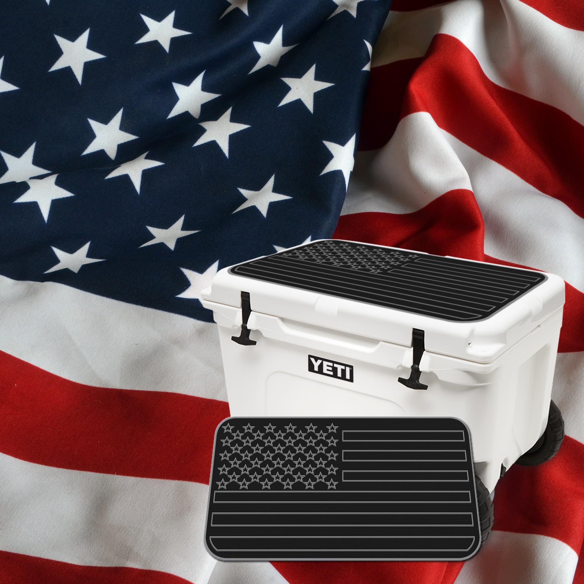 USATuff SeaDek pad shown in camping or boating outdoor setup
