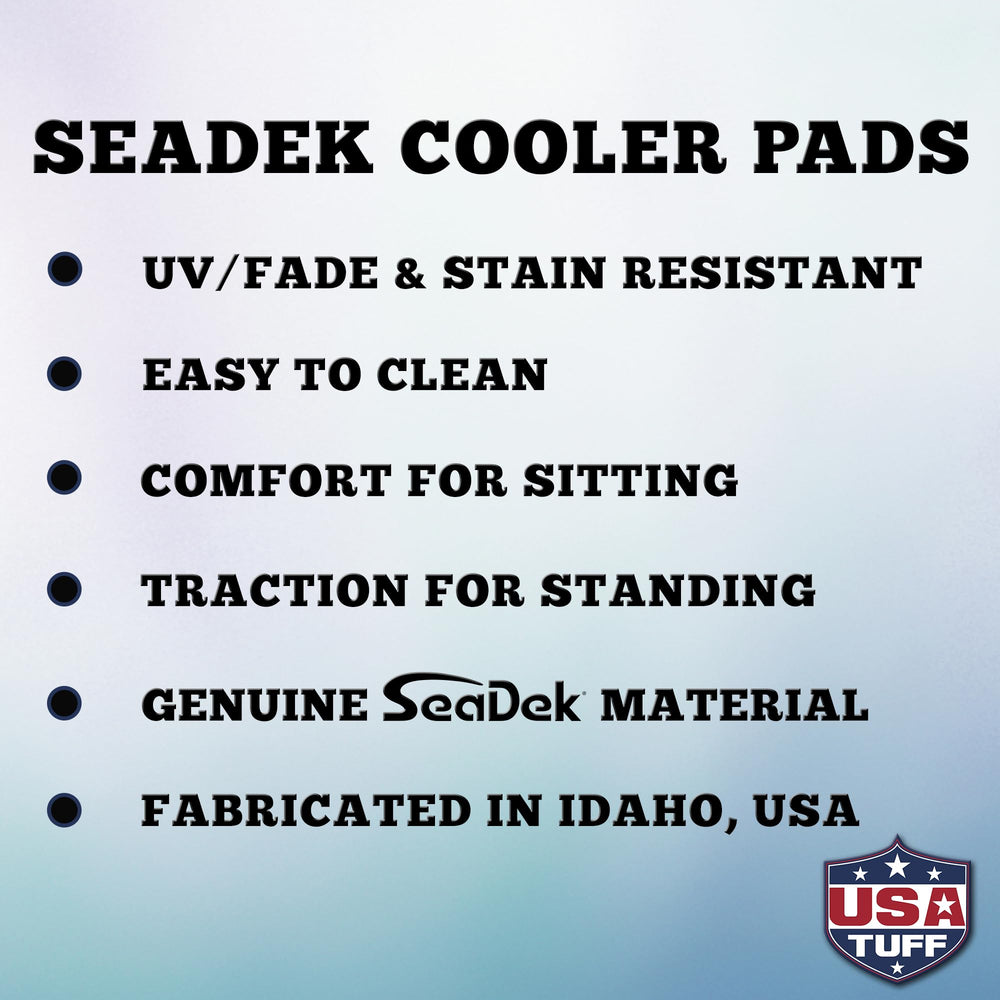 Outdoor camping scene with USATuff SeaDek mat providing comfortable cooler-use surface.
