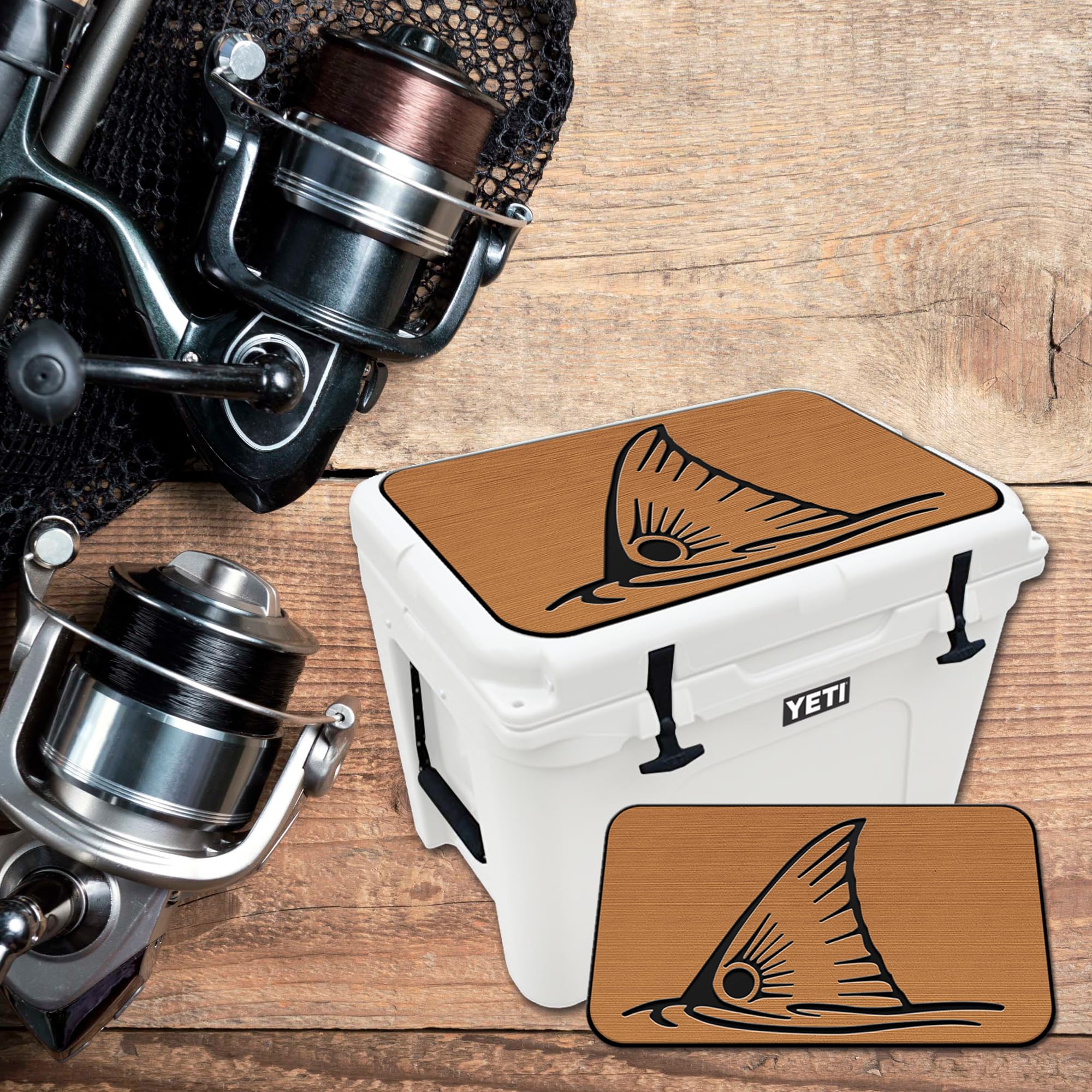 USATuff top-fin redfish tail Mocha-Black color adds rugged style.
