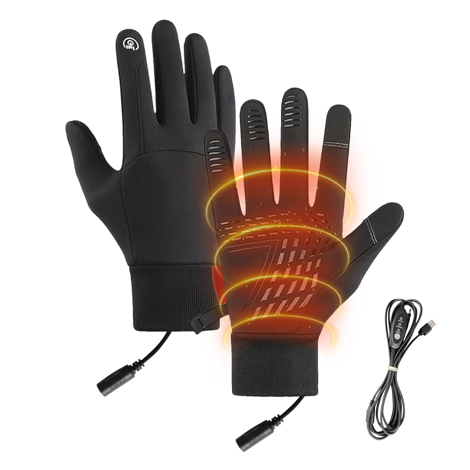 usb heated gloves for men women triple-layer warmth shown during cold outdoor task