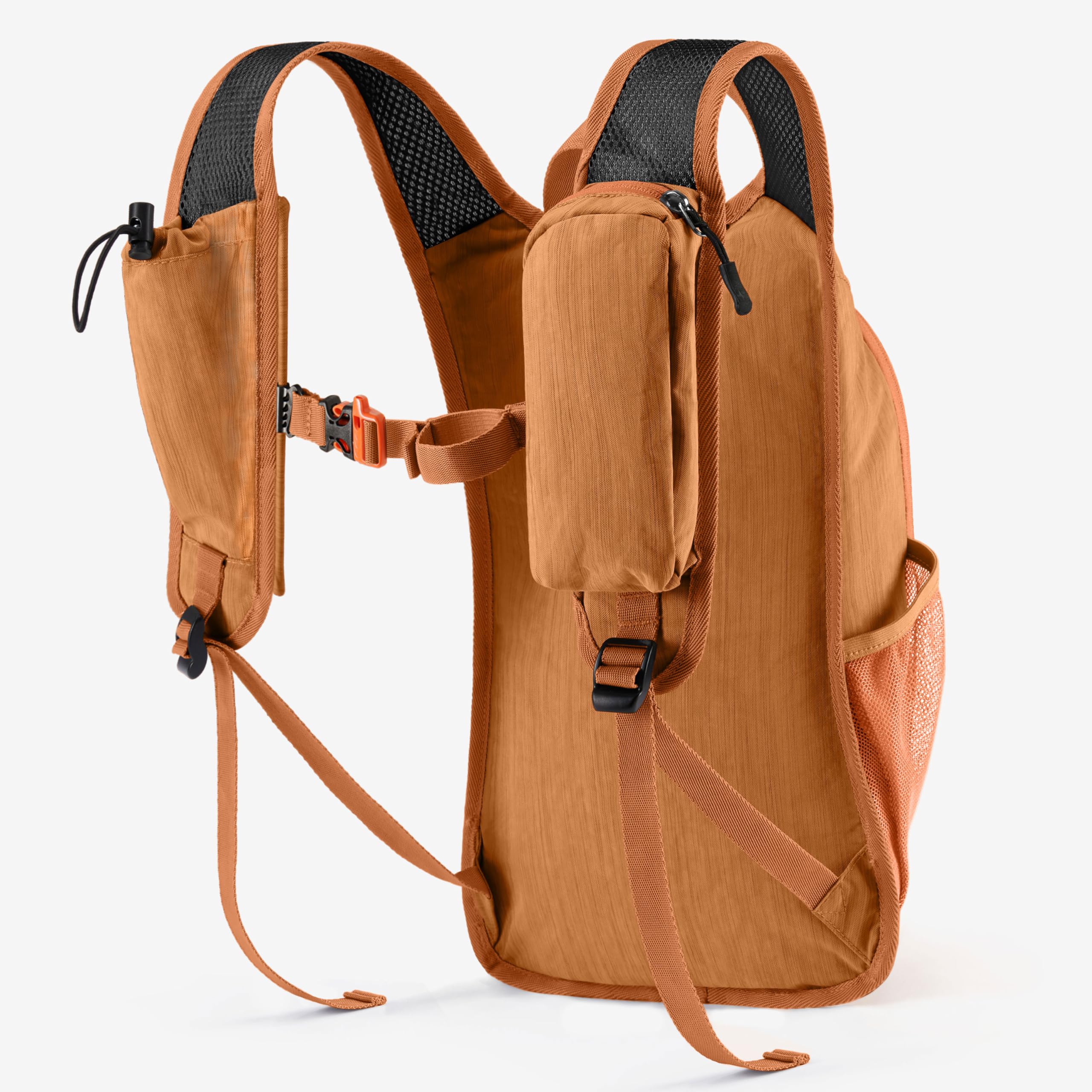 Uselike 10L hiking backpack chest strap and sunglasses holder provide secure, hands-free wear.