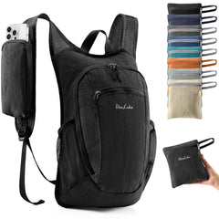 Uselike 10L hiking backpack front view in black for lightweight daily adventures