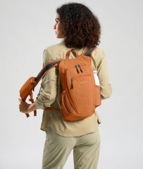 Uselike 10L hiking backpack side pocket cell fits a phone up to 7 inches.