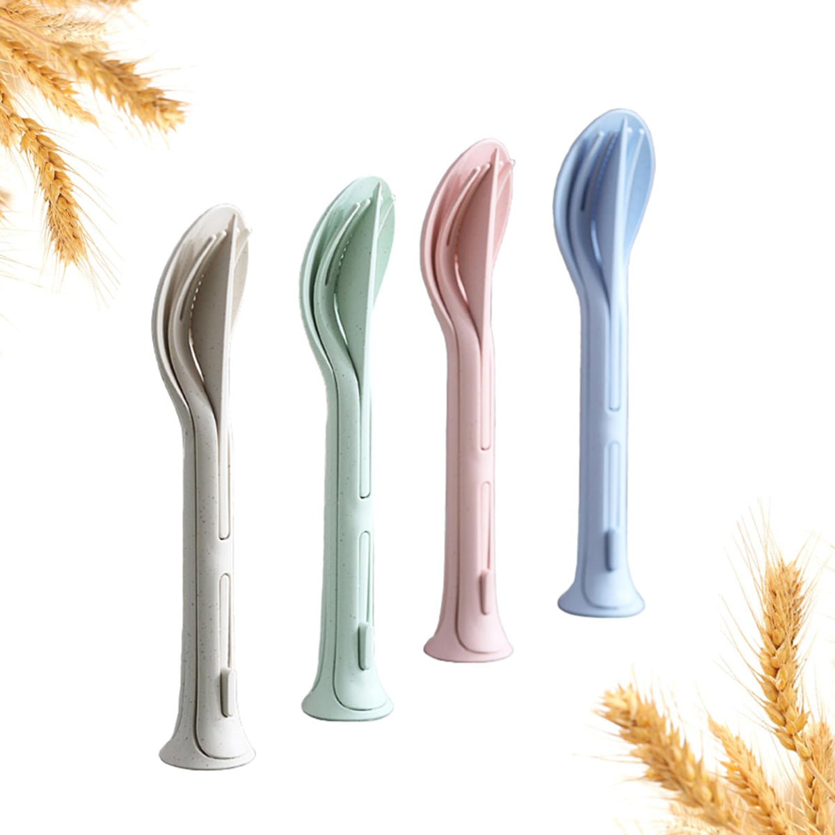 USemporium compact utensils pink set for kids' lunches and travel