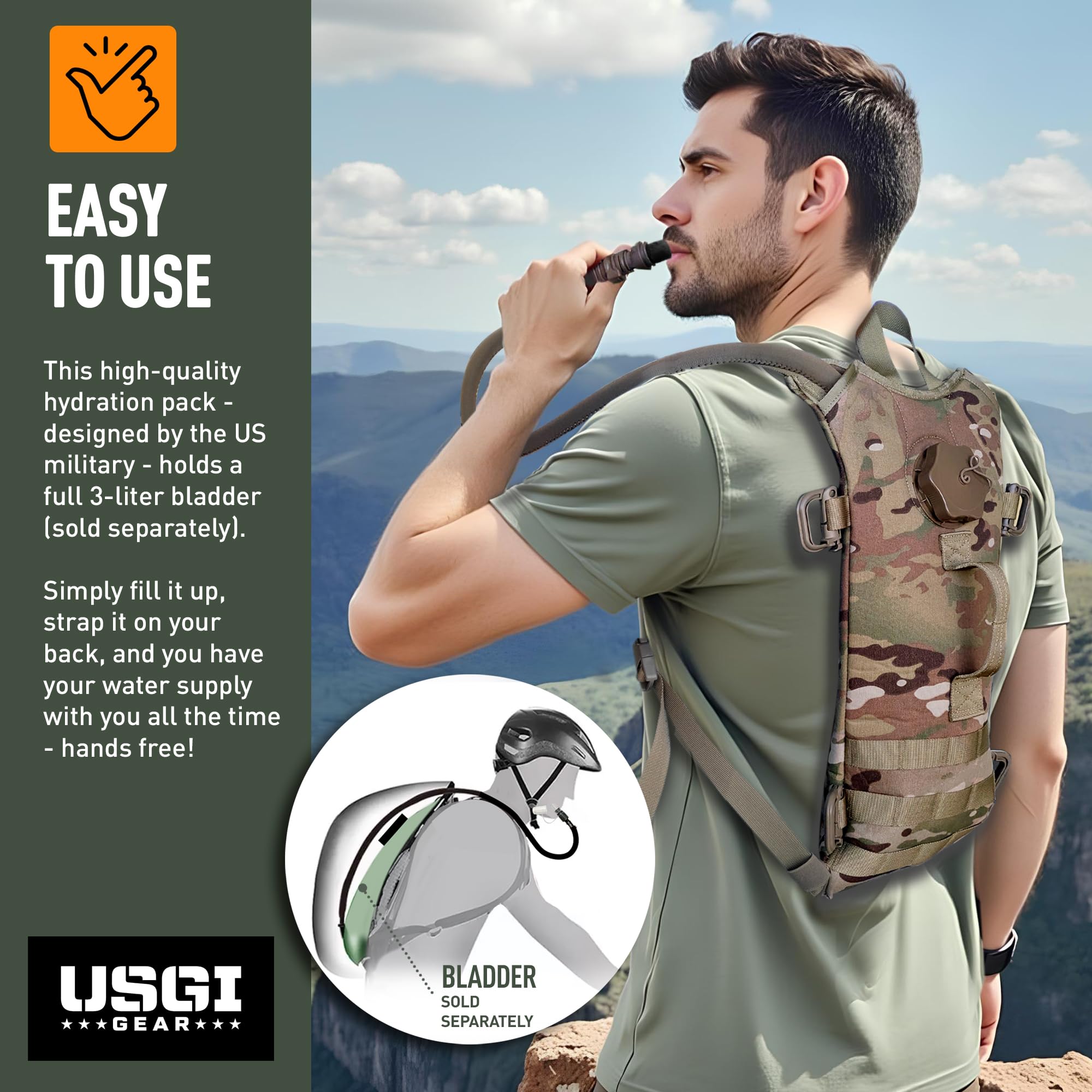 USGI GEAR hydration carrier ideal for hiking, biking, camping.