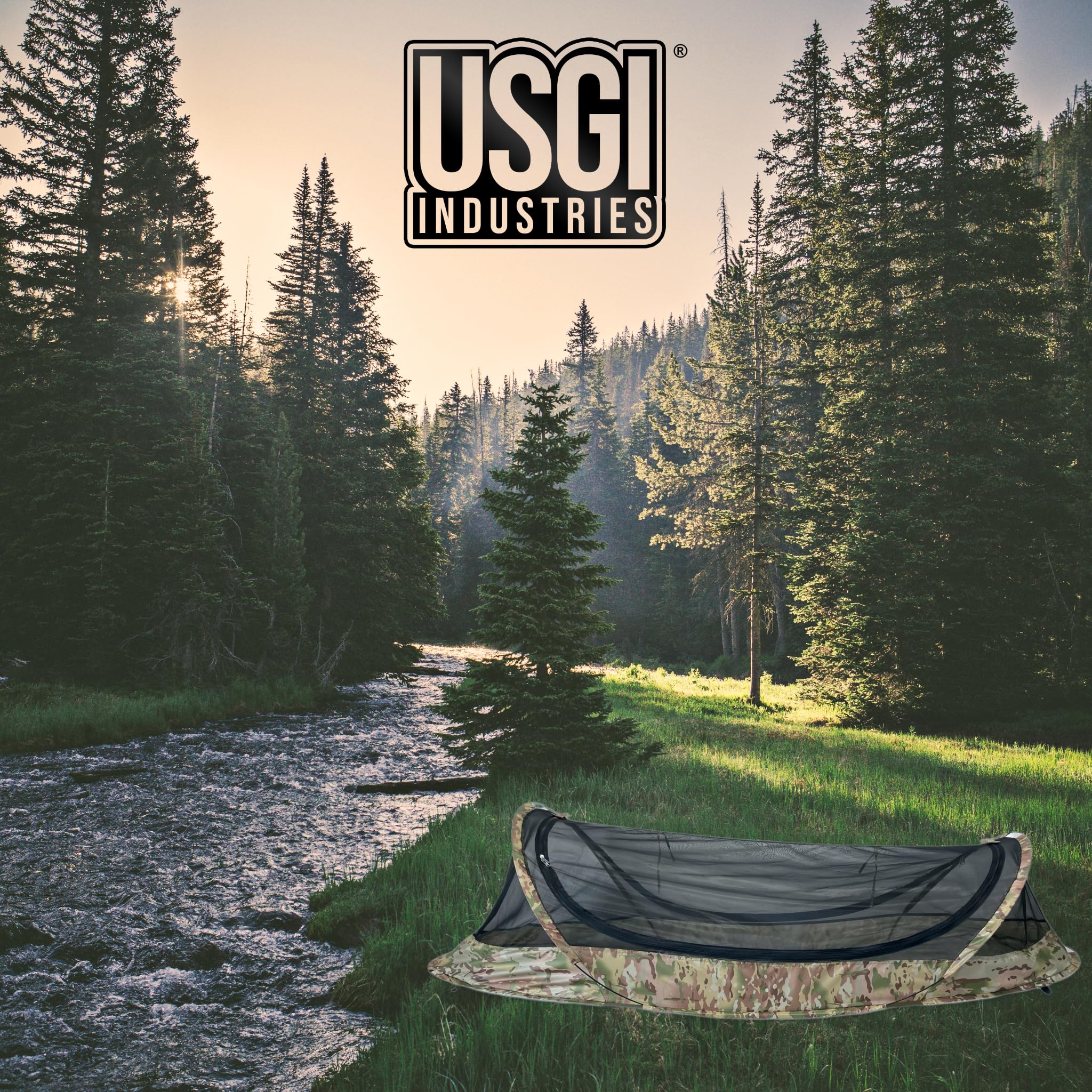 USGI Industries Bivy Tent features dual-slider zip for easy access in any weather.
